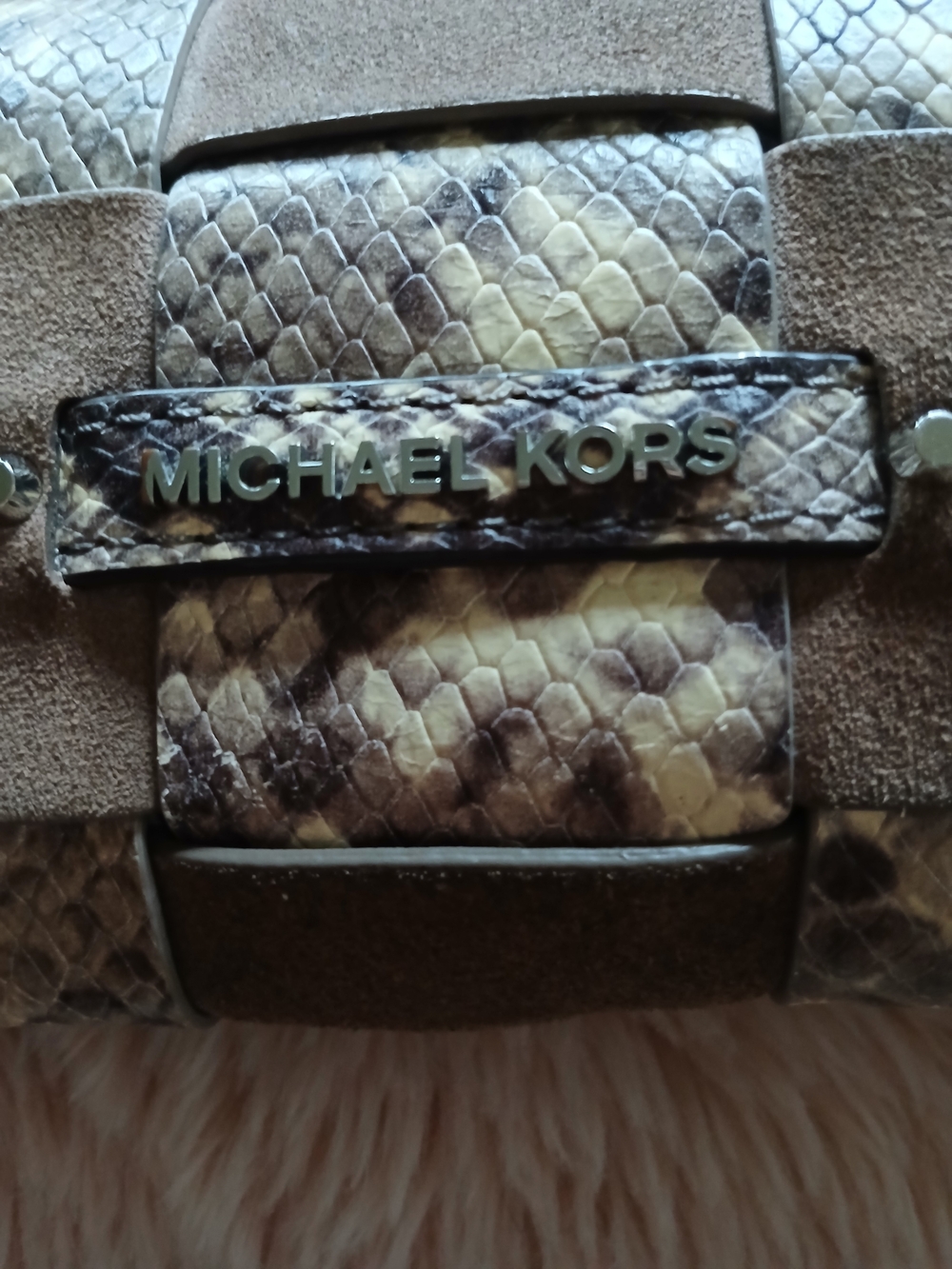 Michael Kors Women's Brown Snake-Print Clutch